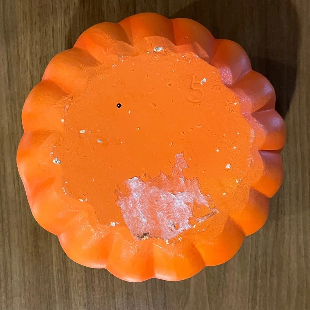 VTG 1980s Anthropomorphic Jack O Lantern Pumpkin Face Ceramic Candy Dish Planter